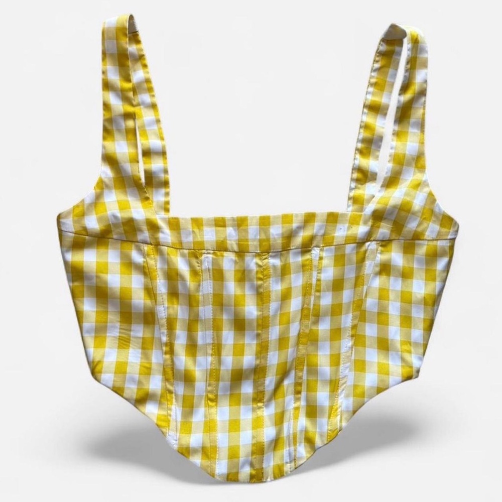 Beginning Boutique yellow gingham corset top